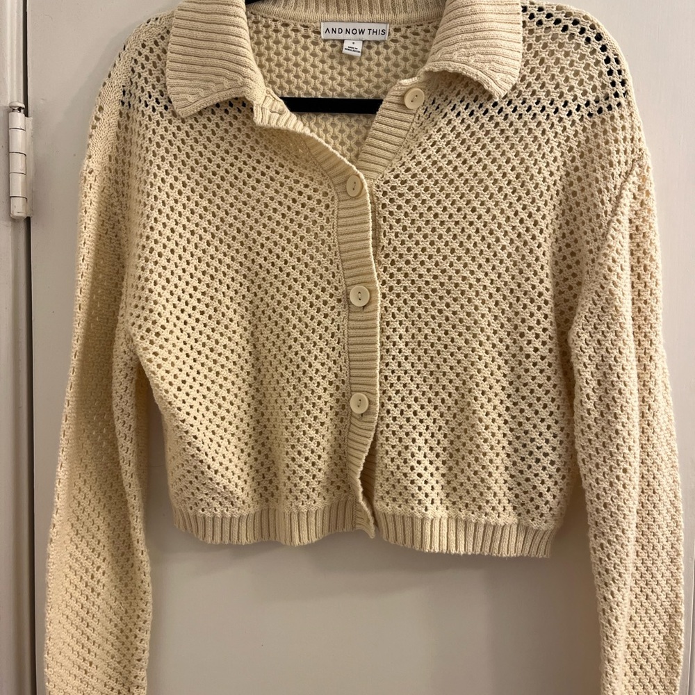And Now This Women's Beige Knit Cardigan